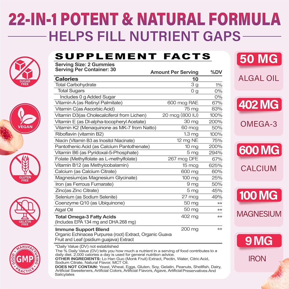 Tcemundry Multivitamin Gummies for Women 50 Plus - with Omega 3