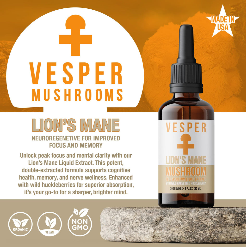 Vesper Mushrooms Liquid Extract - Double Extraction with Wild