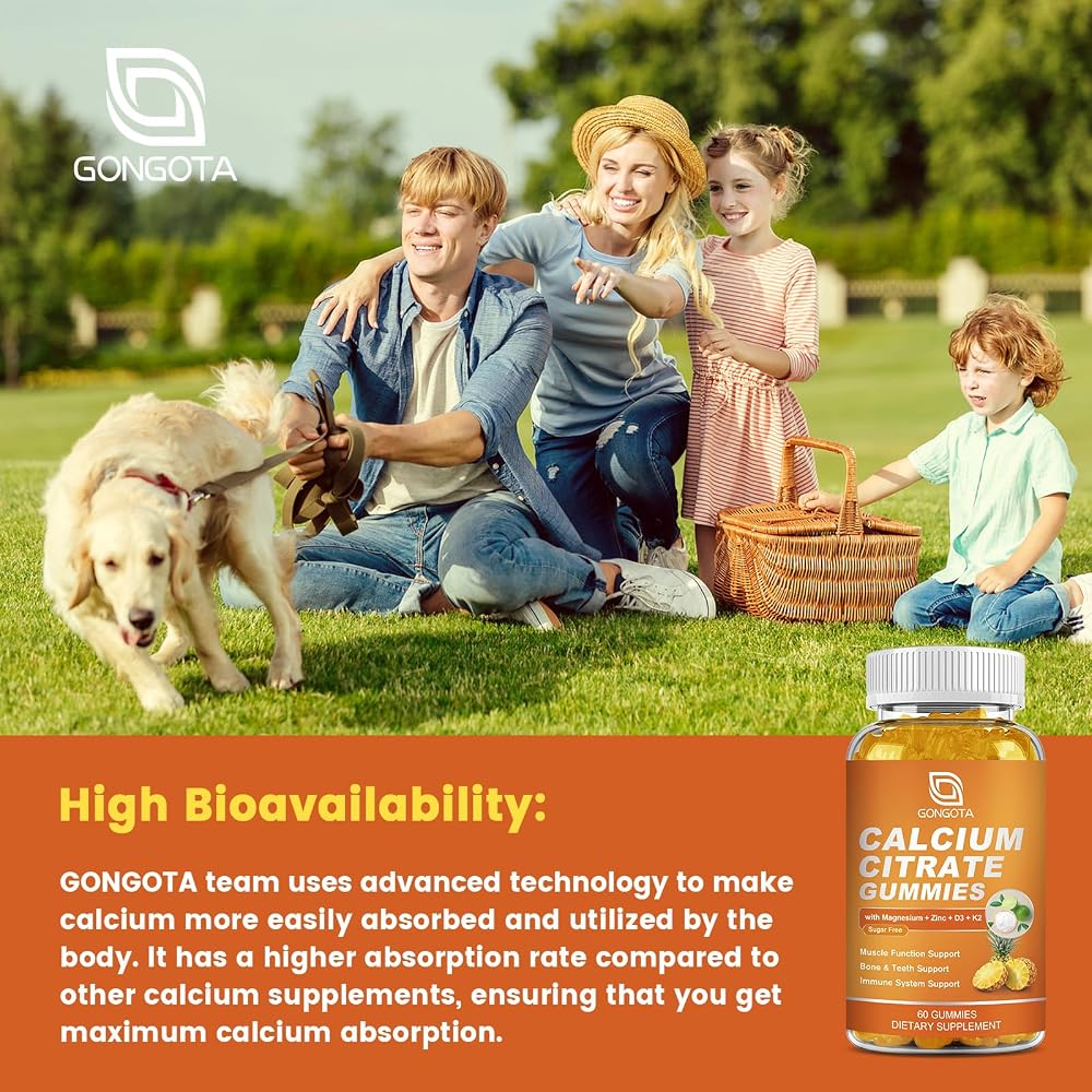 GONGOTA Calcium Citrate 1200mg with Vitamin D3 Gummies - 120 Gummies - image 4