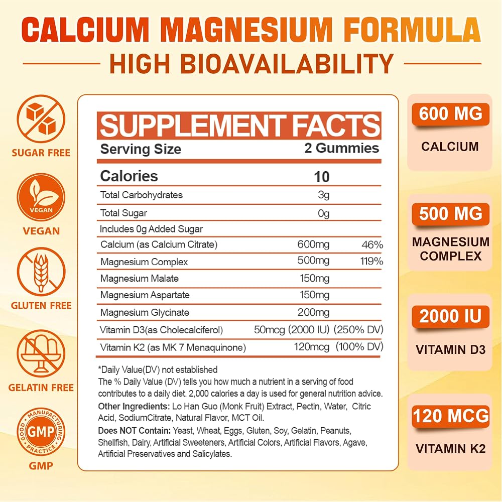Tcemundry Calcium Magnesium Supplement Gummies for Adults: Calcium