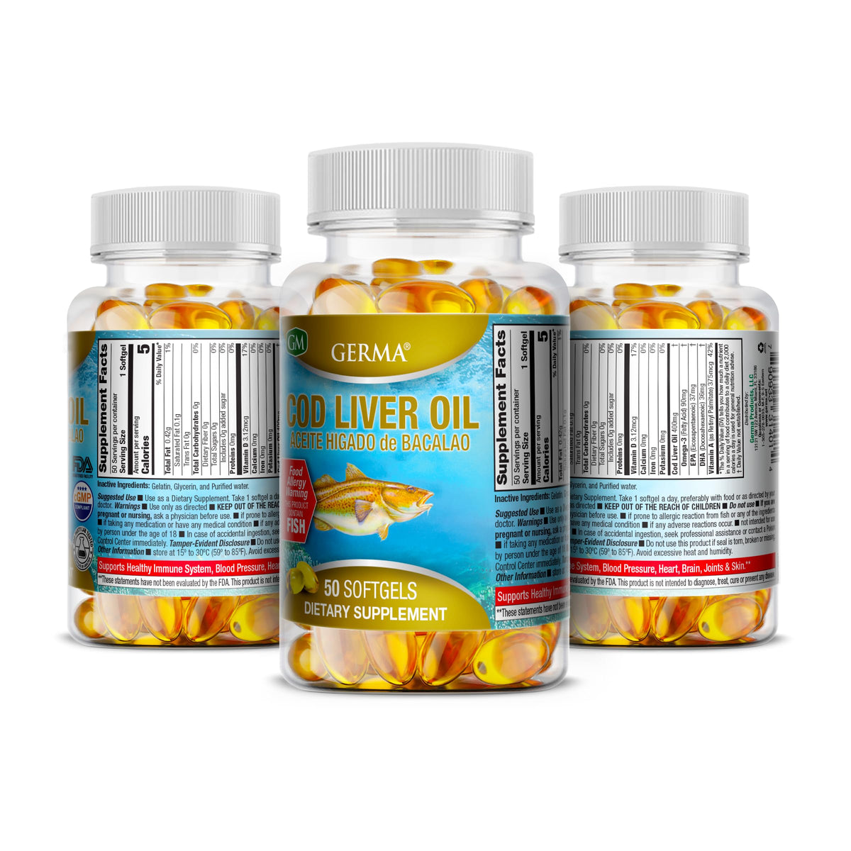 Germa Cod Liver Oil Omega-3 EPA & DHA - 50 Softgels - image 5