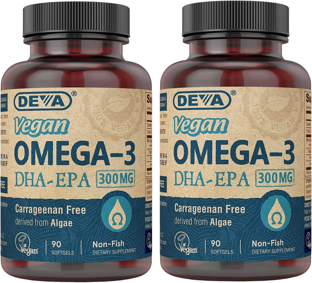 DEVA Vegan Omega-3 DHA-EPA 300mg - 180 Softgels (2-Pack)