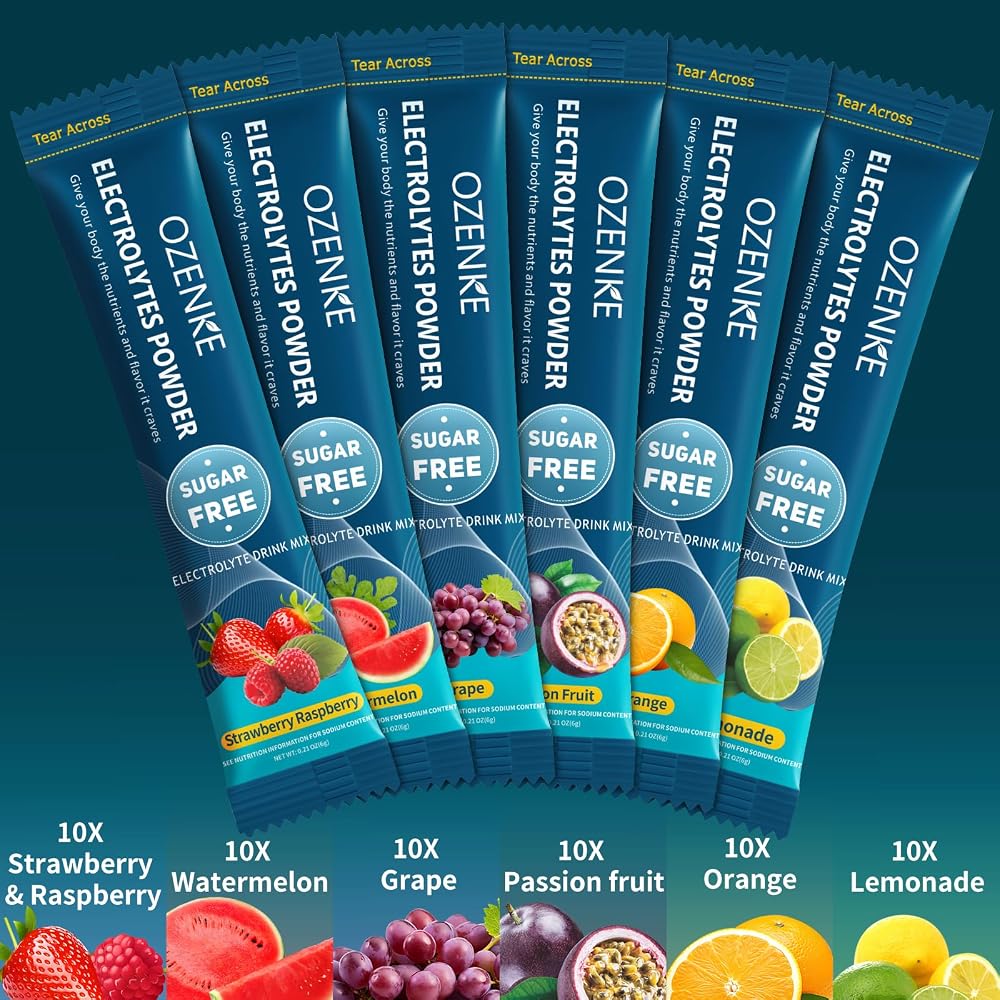 OZENKE Electrolytes Powder Packets Sugar Free - 60 Sticks - image 3