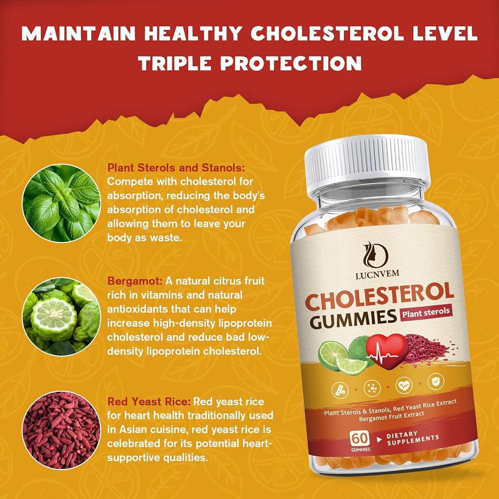 LUCNVEM Cholesterol Gummies with Plant Sterols & Red Yeast Rice - 120 Count - image 2