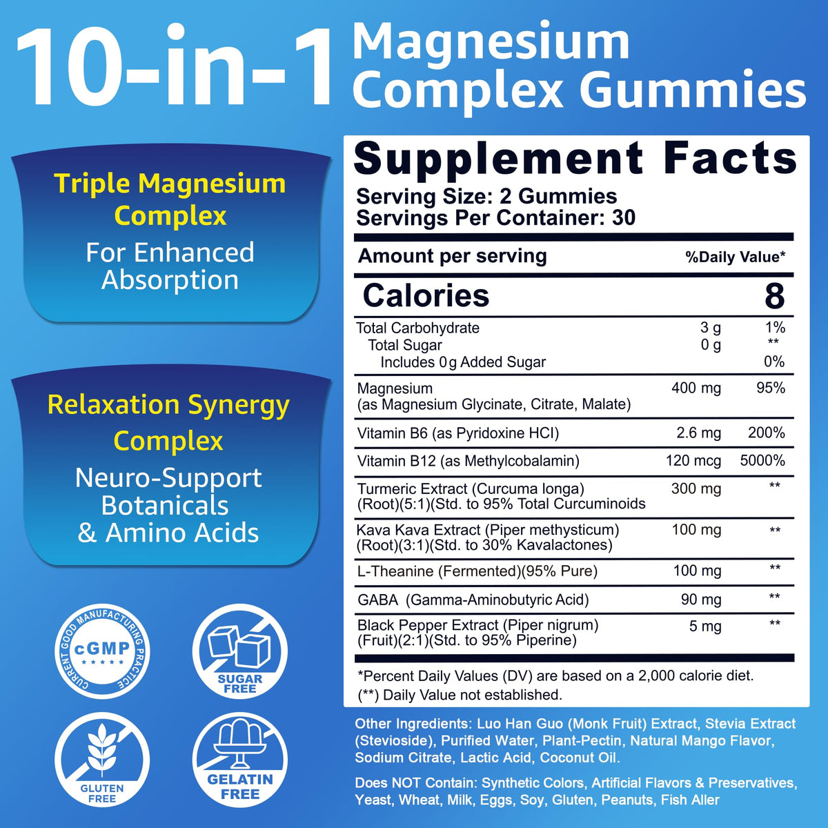 NEVISS Triple Magnesium Gummies 400mg Magnesium Glycinate