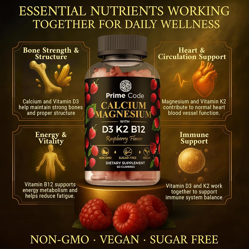 Prime Code Calcium Gummies with Magnesium Vitamin D3 K2 B12 - 60 Count - image 5