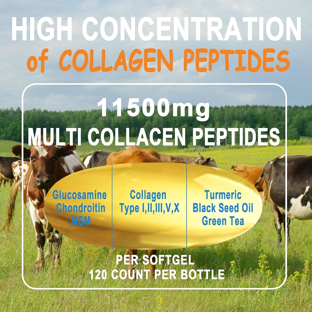 JINGYAT Multi Collagen Peptides Softgels with Glucosamine - 120 Softgels - image 5