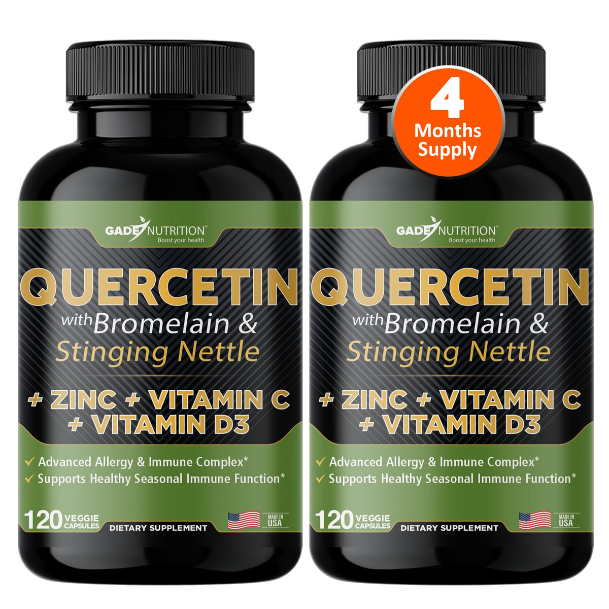 GADE NUTRITION BOOST YOUR HEALTH Quercetin with Vitamin C and Zinc
