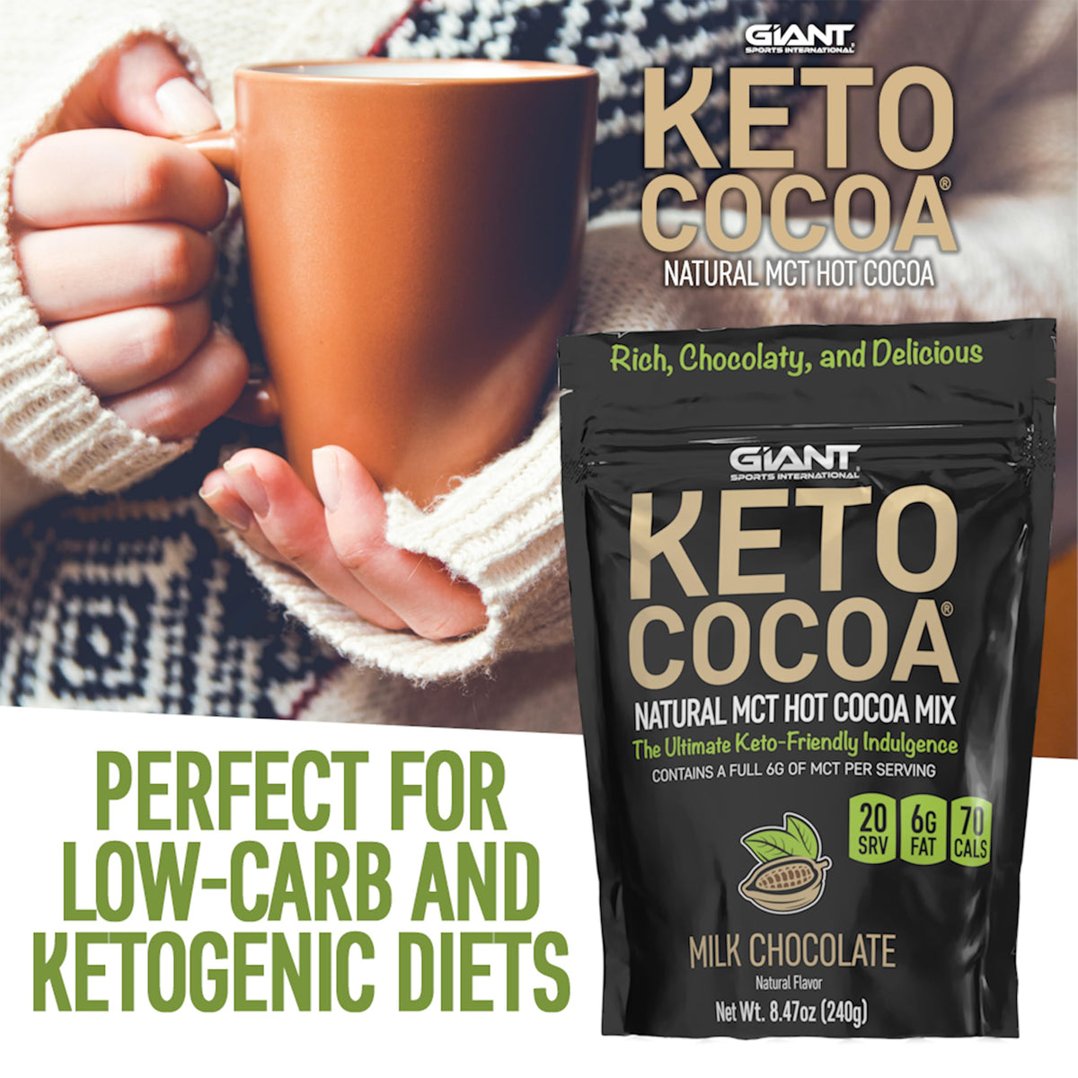 Giant Sports Keto Cocoa Chocolate Hot Chocolate Mix - 8.5 oz - image 2