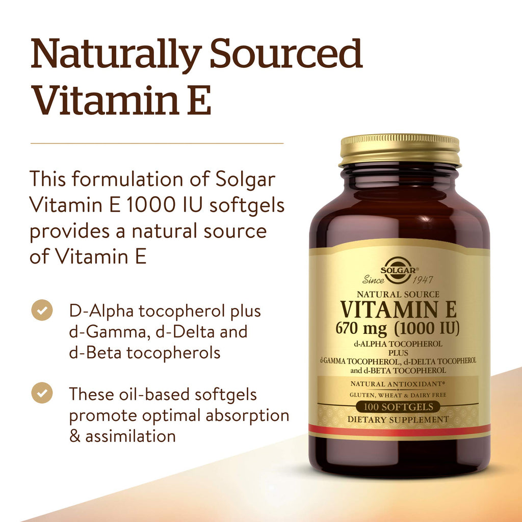 Solgar Vitamin E 670 mg (1000 IU) - 100 Softgels - image 3