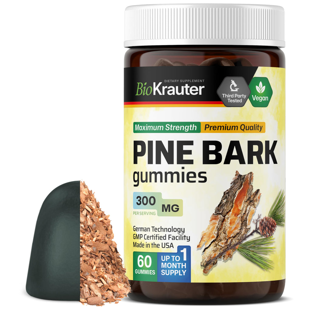 BIO KRAUTER Pine Bark Extract Gummies for Antioxidant Support - 60 Count