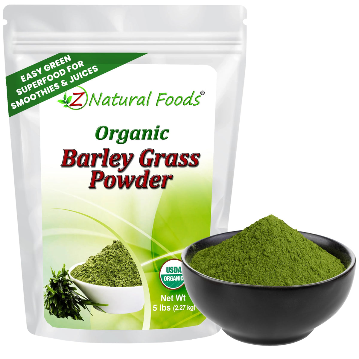 Z Natural Foods Organic Barley Grass Powder - Whole Food Green Blend