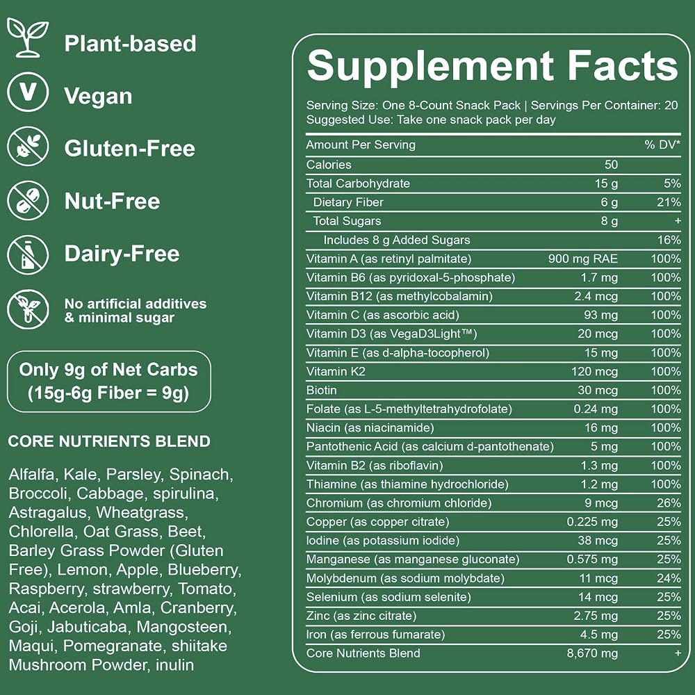 oviaapo Greens Daily Gummies with Chlorella & Spirulina - 224 Gummies - image 2