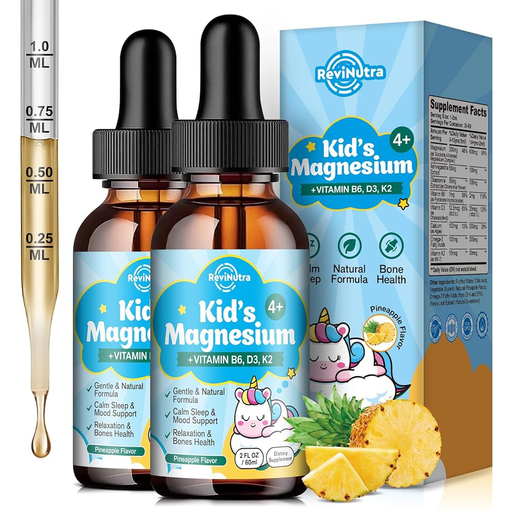 ReviNutra Kids Magnesium Glycinate Liquid Drops with Omega-3