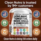 Clean Nutraceuticals Lions Mane 20in1 Mushroom Supplement - 60 Capsules - image 8