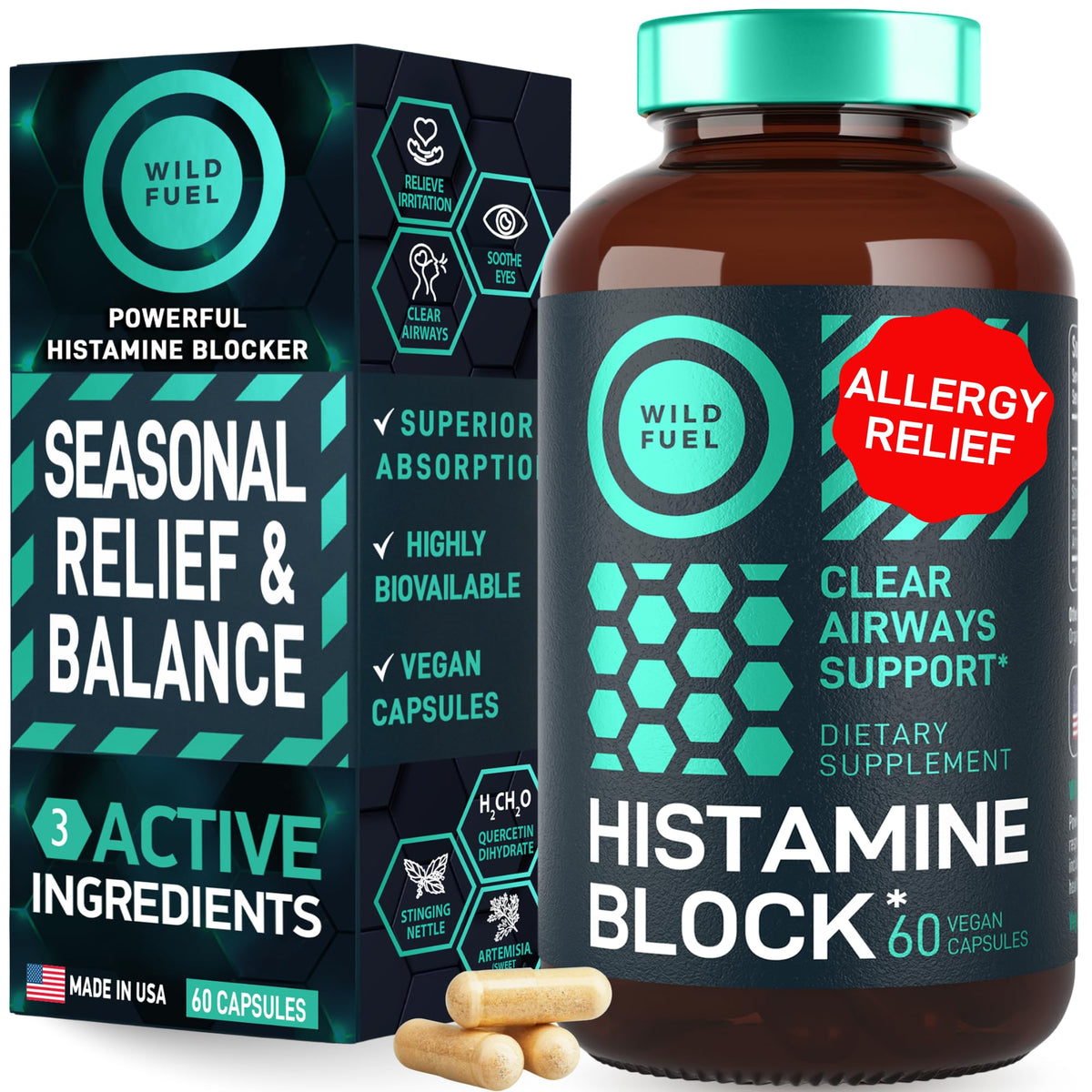 Wild Fuel Histamine Block Quercetin Capsules - 60 Count