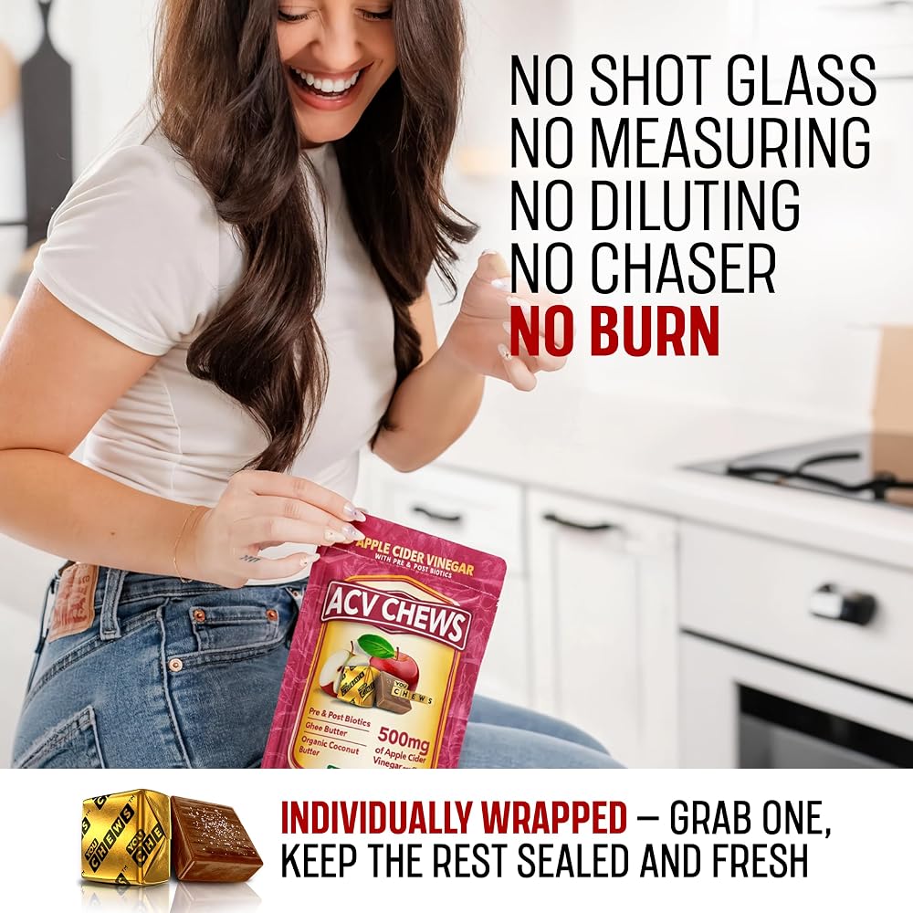 YouChews Apple Cider Vinegar Gummies with Prebiotics & Postbiotics - 60 Count - image 4