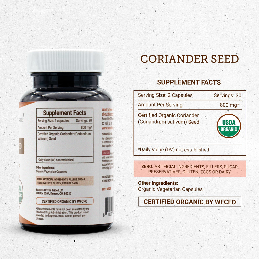 Secrets of the Tribe Coriander Seed USDA Organic - 60 Vegetarian Capsules - image 4