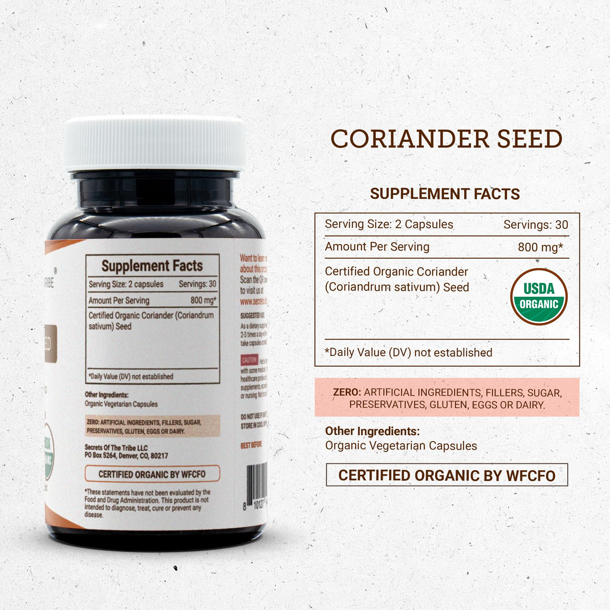 Secrets of the Tribe Coriander Seed USDA Organic - 60 Vegetarian Capsules - image 4