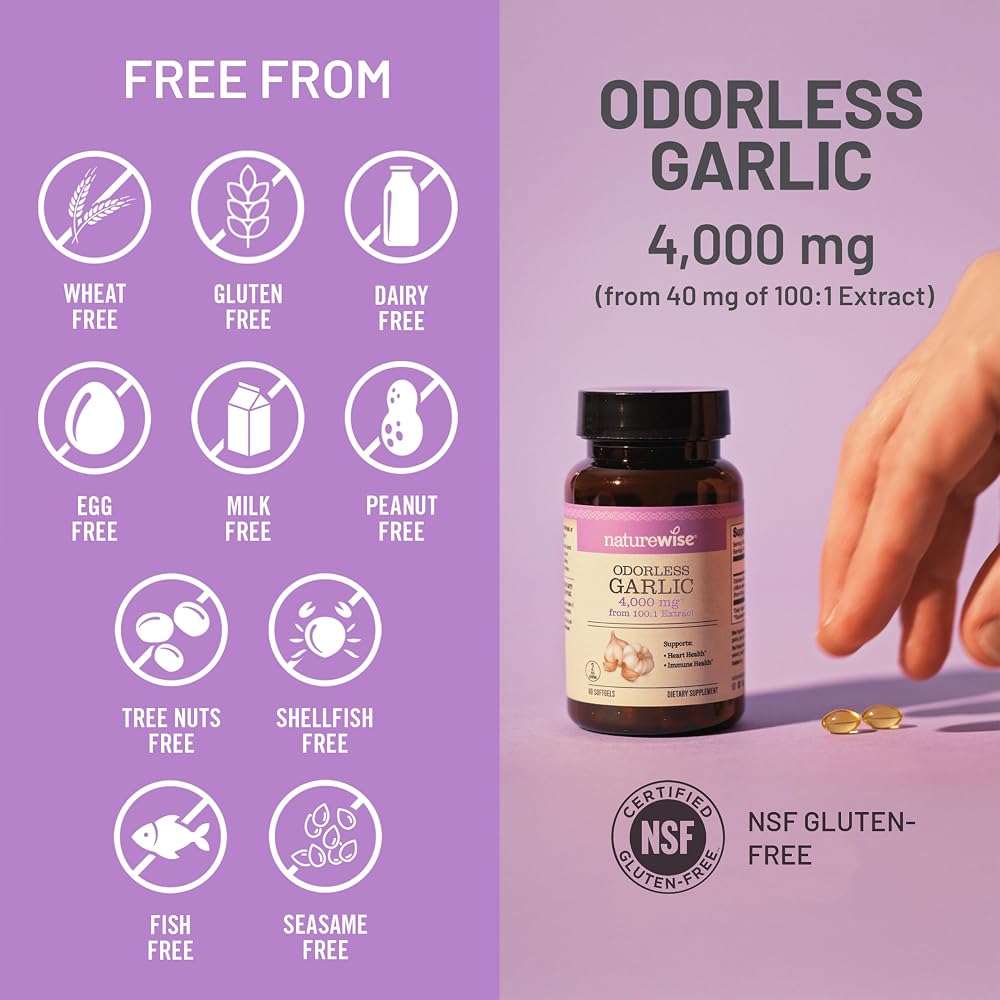 NatureWise Odorless Garlic Supplement 4000mg - Ultra Potent 100:1