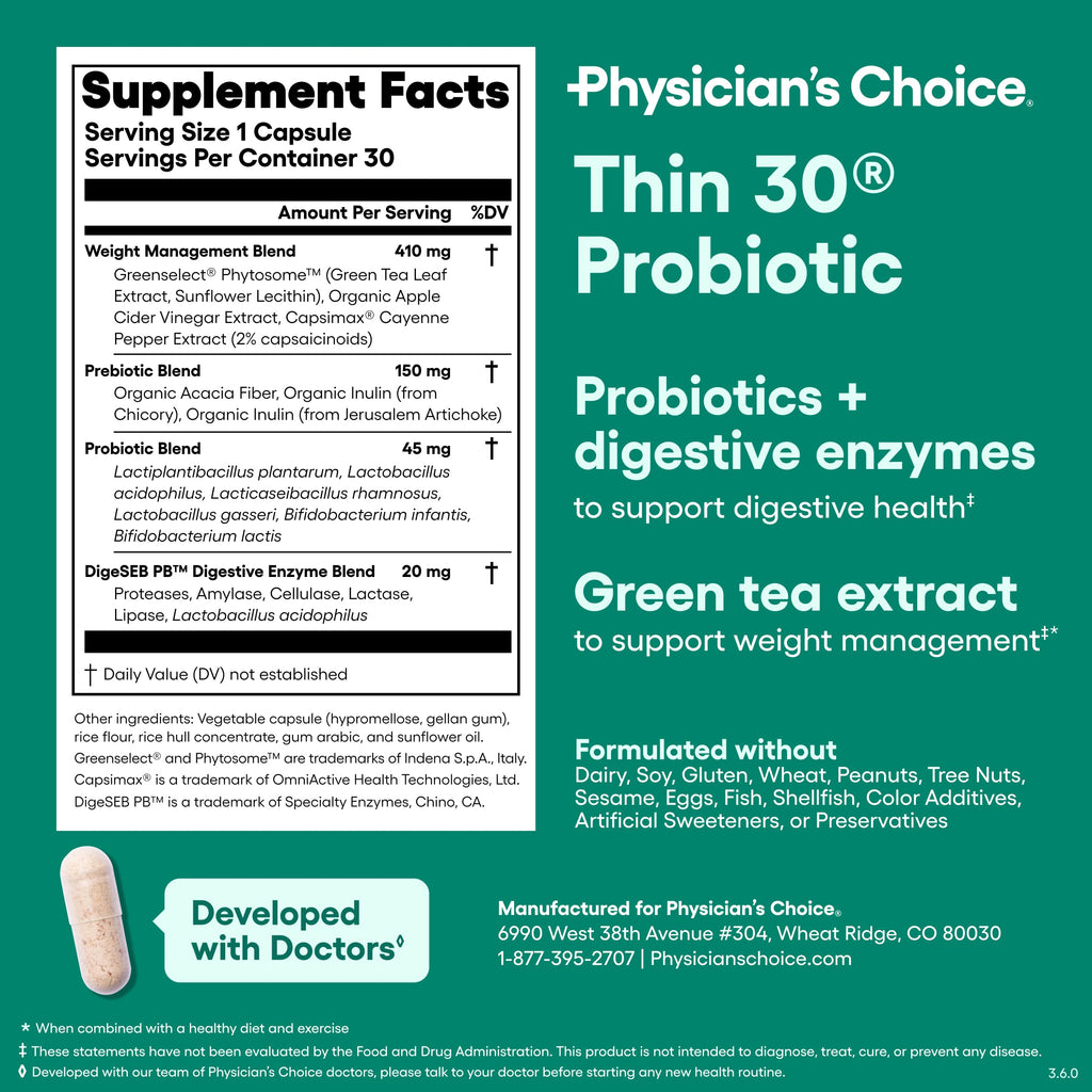 Physician's CHOICE Probiotics for Weight Management & Bloating - 30 Capsules - image 6