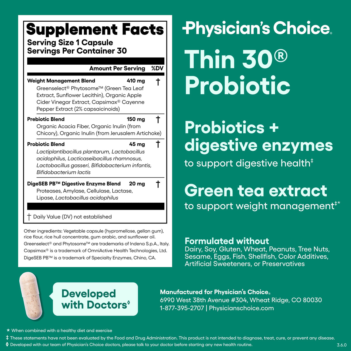 Physician's CHOICE Probiotics for Weight Management & Bloating - 30 Capsules - image 6