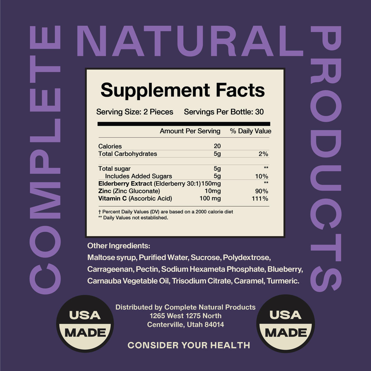 Complete Natural Products Elderberry Gummies with Zinc & Vitamin C - 60 Count - image 4