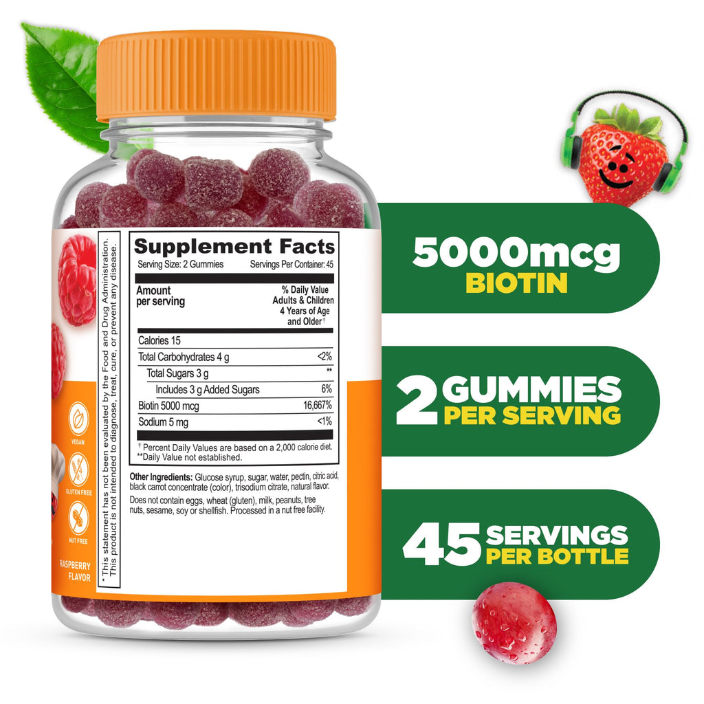 Lifeable Kids Biotin Gummies for Hair Growth 5000 mcg - 90 Count - image 2