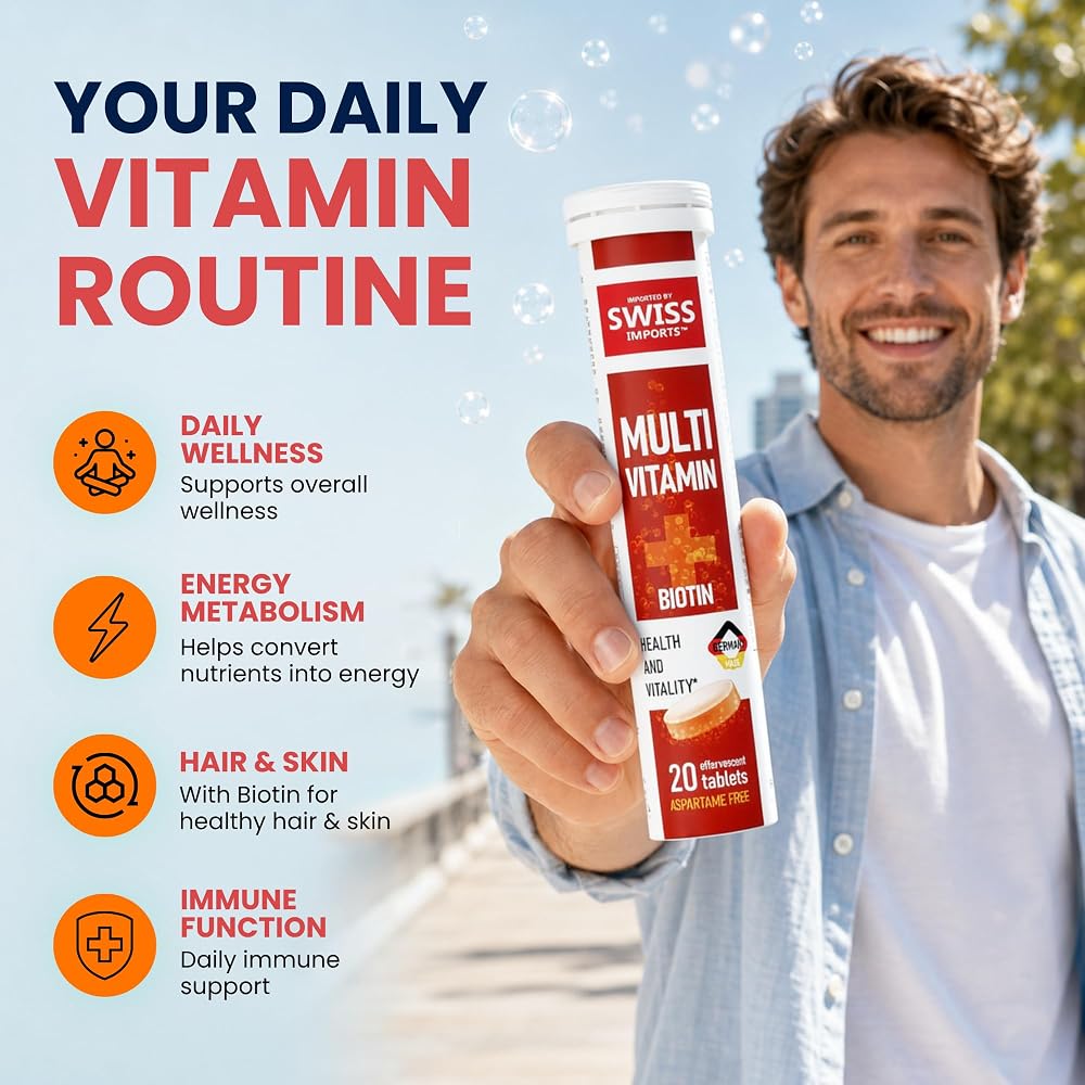 Swiss Imports Effervescent Multivitamins + Biotin for Wellness