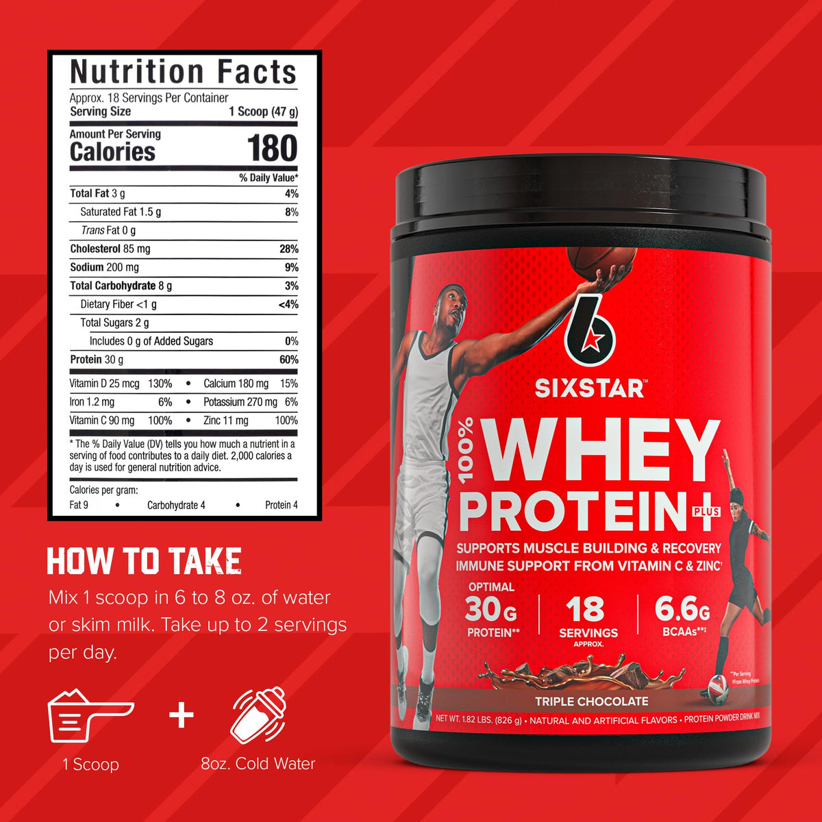 Six Star Whey Protein Powder Plus Triple Chocolate - 1.82 lb - image 5