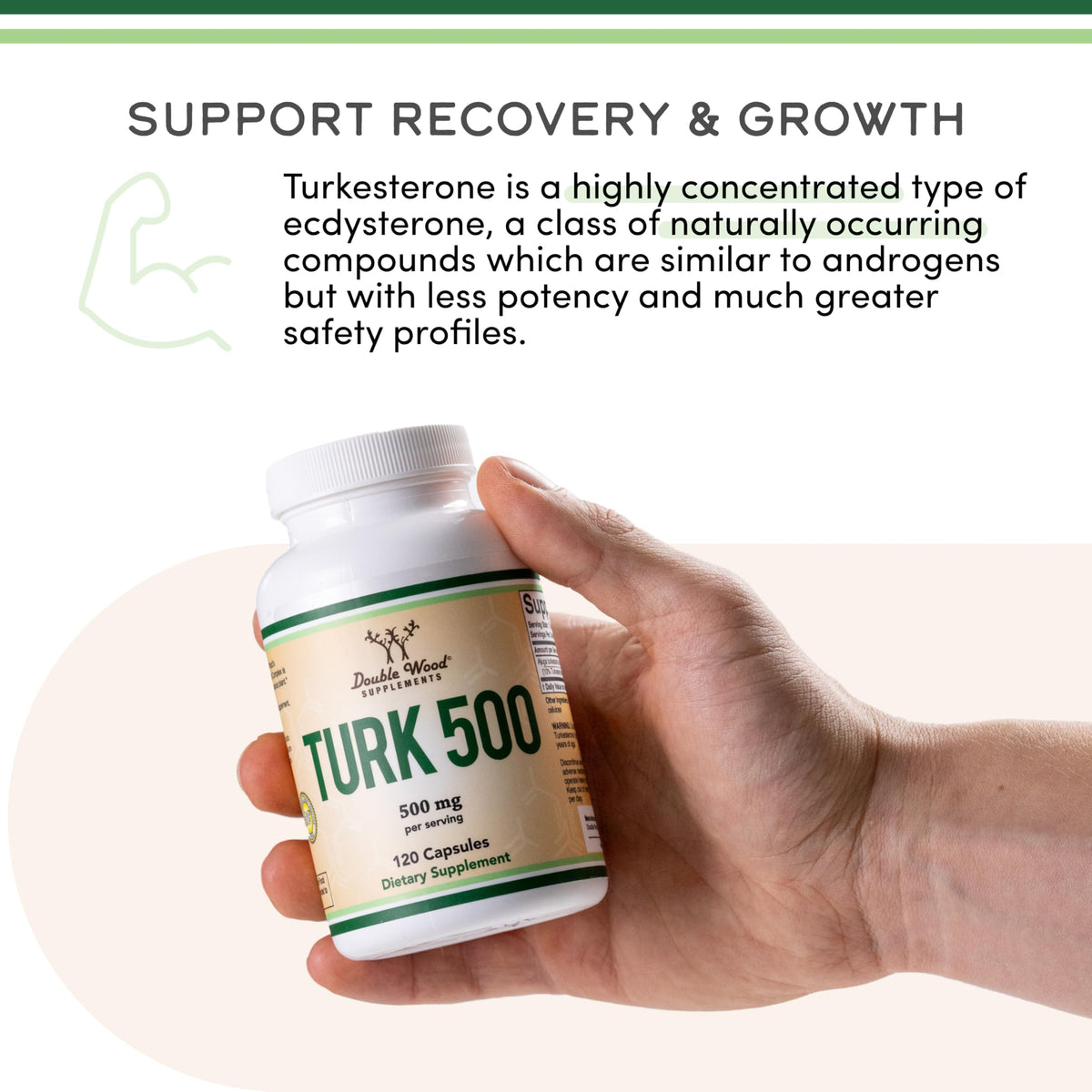 Double Wood Supplements Turkesterone 500mg Strength + Recovery - 120 Capsules - image 5