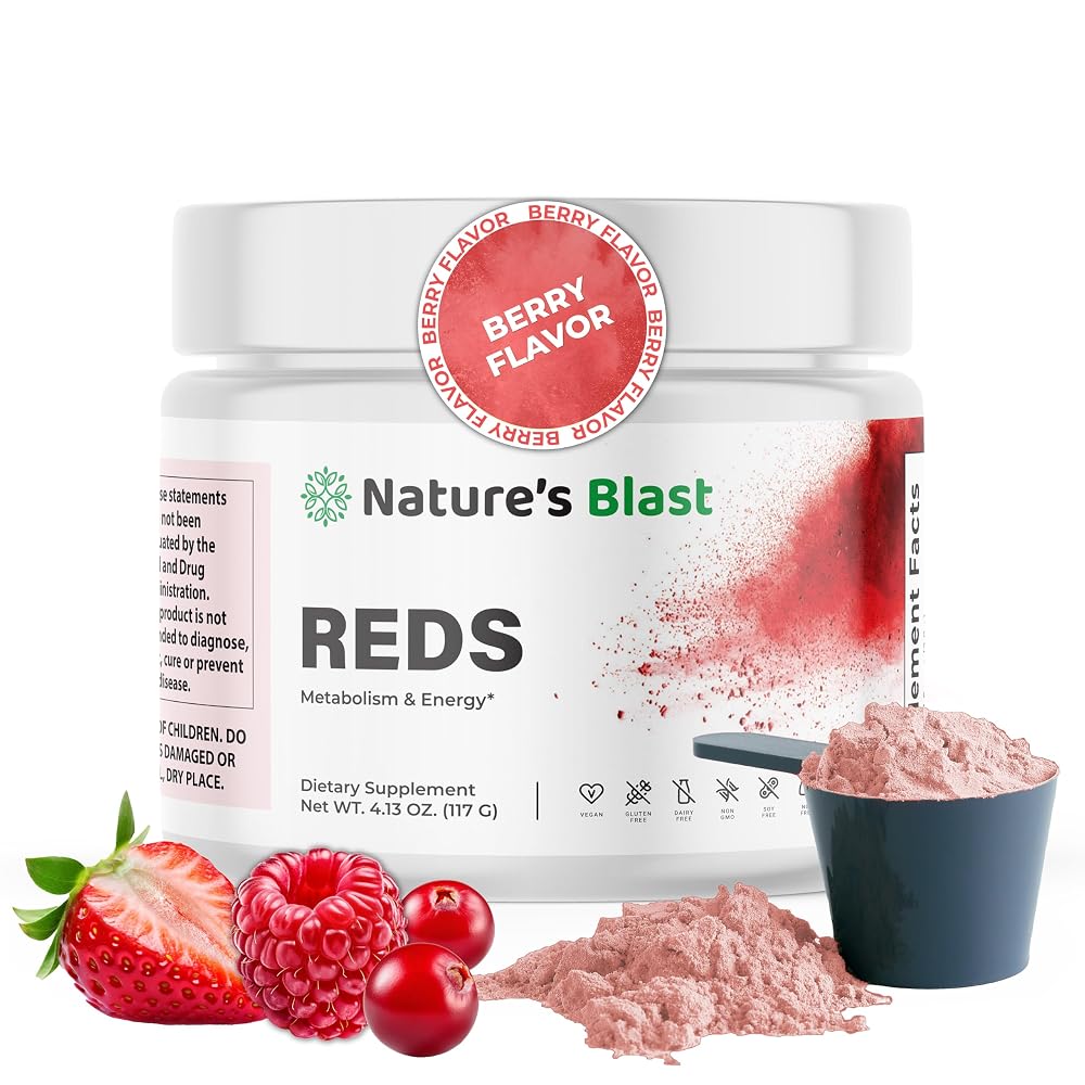 NATURES BLAST Reds Superfood Powder for Metabolism and Energy - 4.13 oz