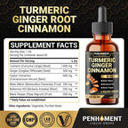 Penhoment 6in1 Liquid Turmeric Curcumin with Ginger & Berberine - 2 Fl Oz - image 2