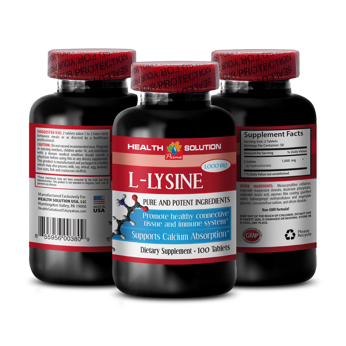 Health Solution Prime L-Lysine 1000 mg Tablets - 200 Count - image 2