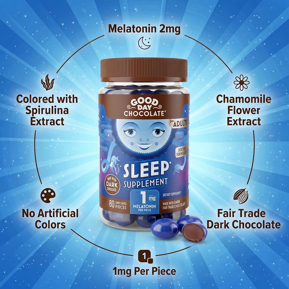 Good Day Chocolate Dark Chocolate Sleep Aid with Melatonin - 160 Count - image 5