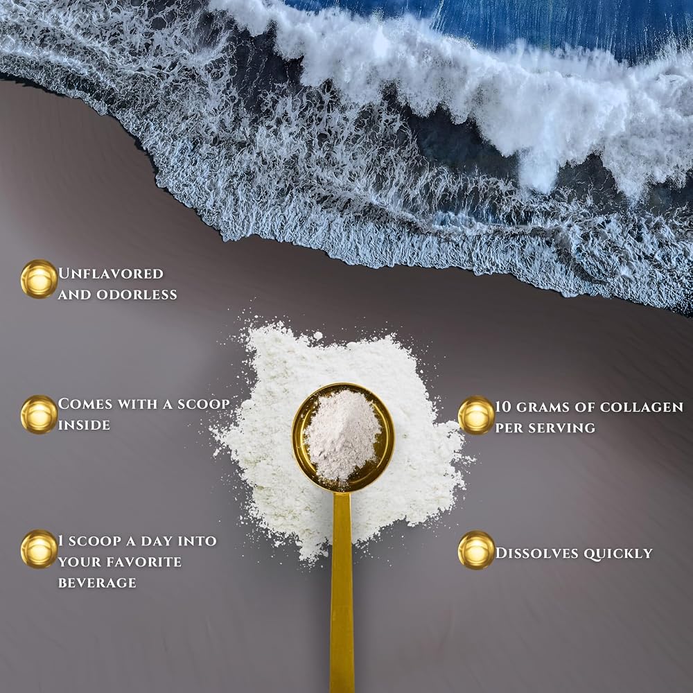 GOLDOPUS Marine Collagen Peptides Powder with Hyaluronic Acid - 9.05 oz - image 3