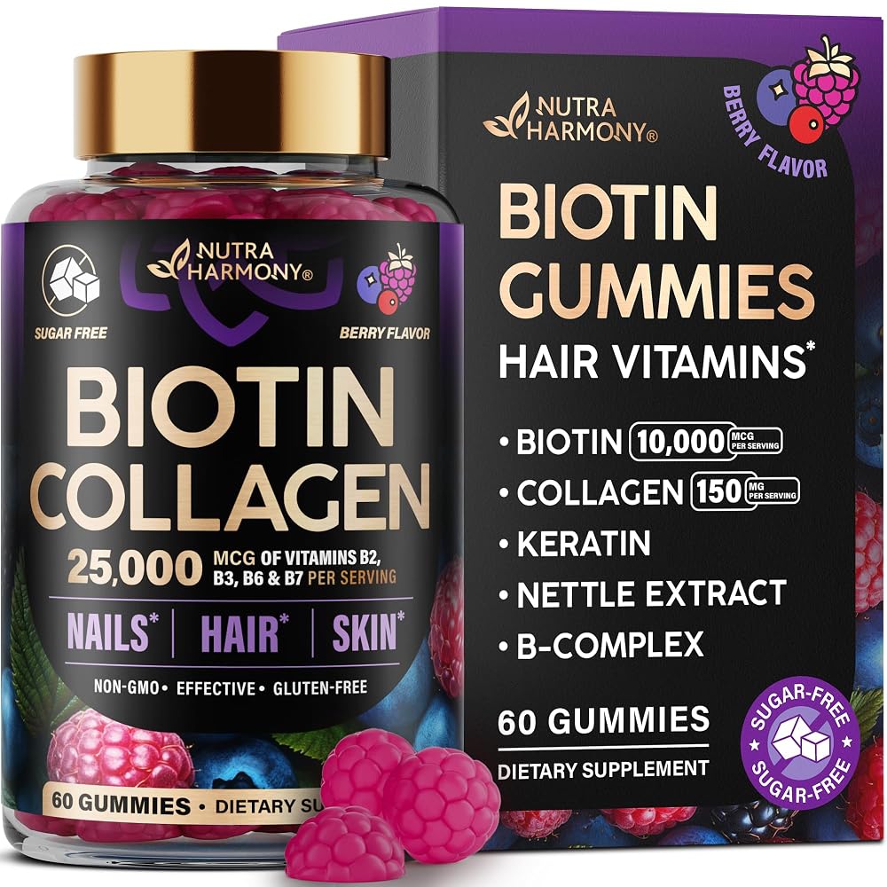 NUTRAHARMONY Biotin Gummies with Collagen - Hair Growth Support Skin