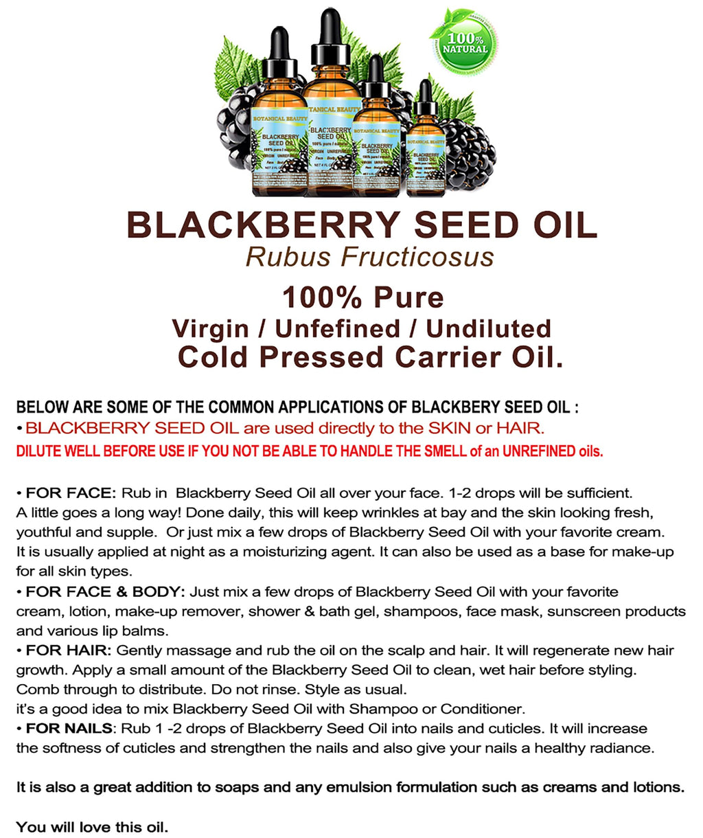 Botanical Beauty Blackberry Seed Oil 100% Pure Virgin - 4 fl oz - image 8