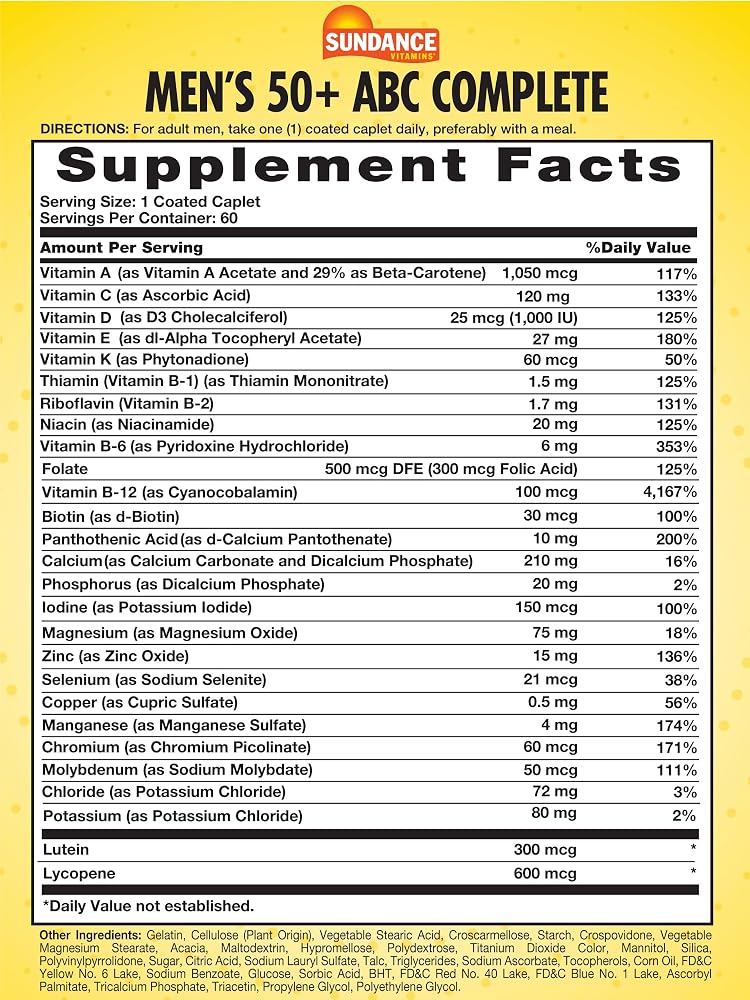 Sundance Men's 50+ Multivitamin - 60 Caplets - image 2