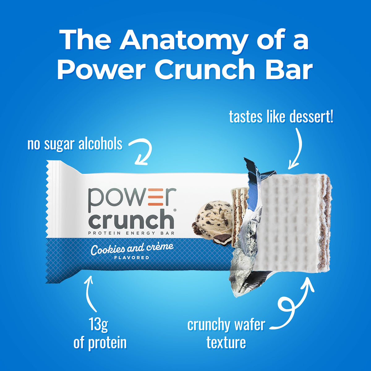 Power Crunch Cookies and Cream Protein Bar - 12 Count - image 3