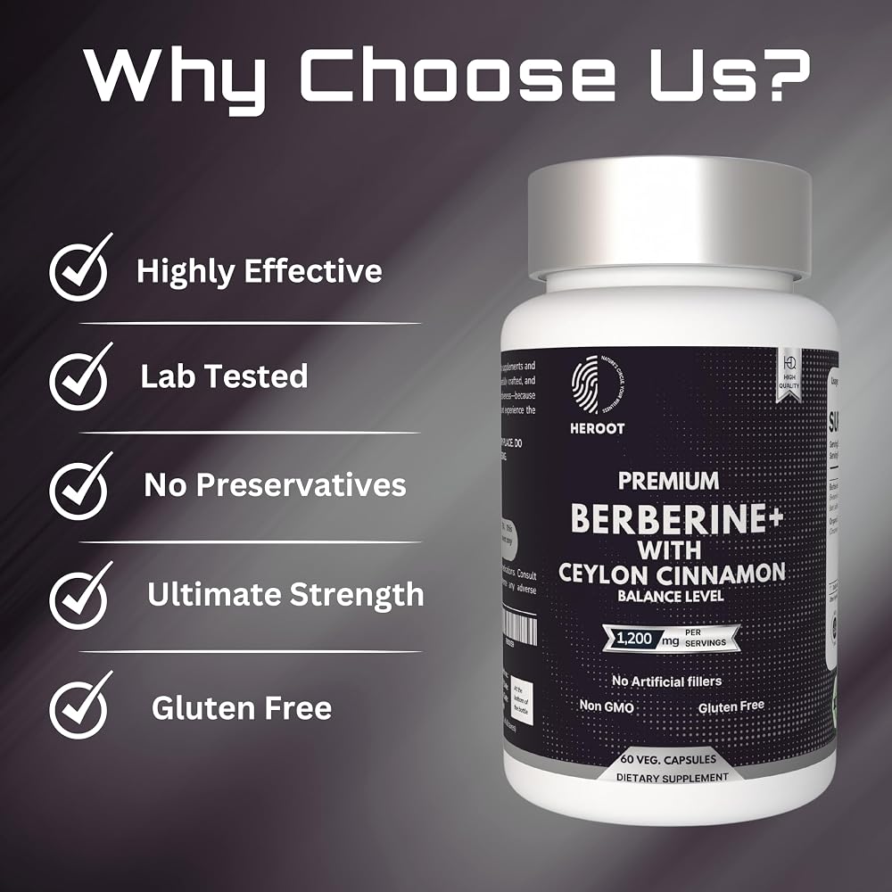 Heroot Premium Berberine with Ceylon Cinnamon Capsules