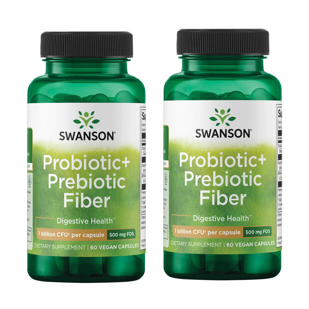 Swanson Prebiotic + Probiotic Fiber 500 Million CFU - 120 Vegetarian Capsules