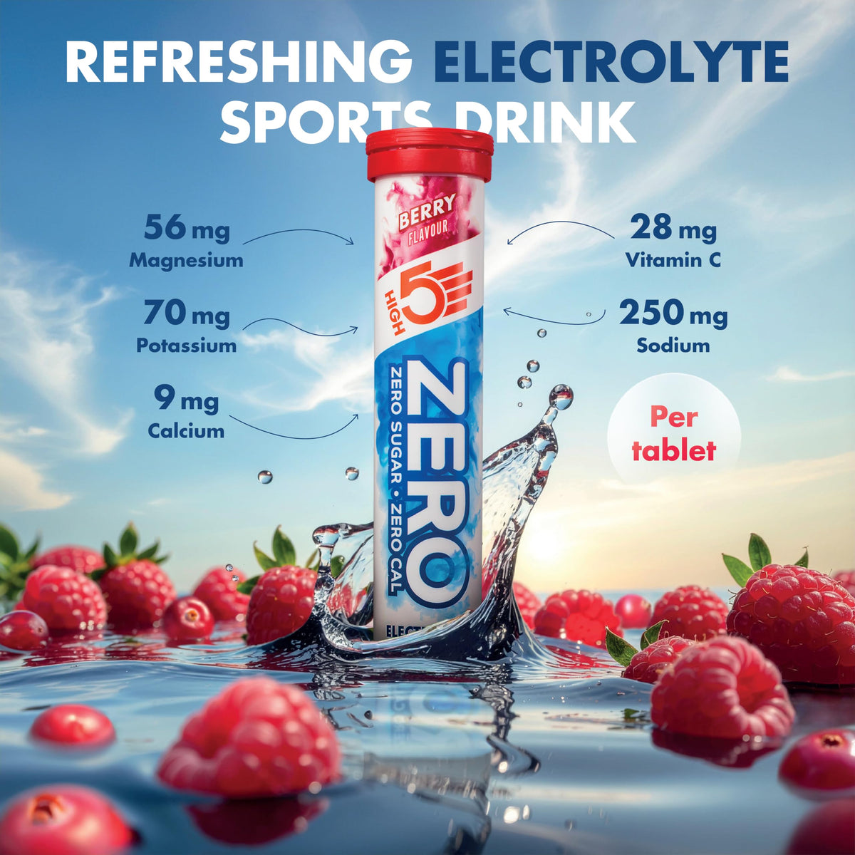 HIGH 5 Zero Electrolyte Tablets Berry Sugar Free - 160 Tablets - image 2