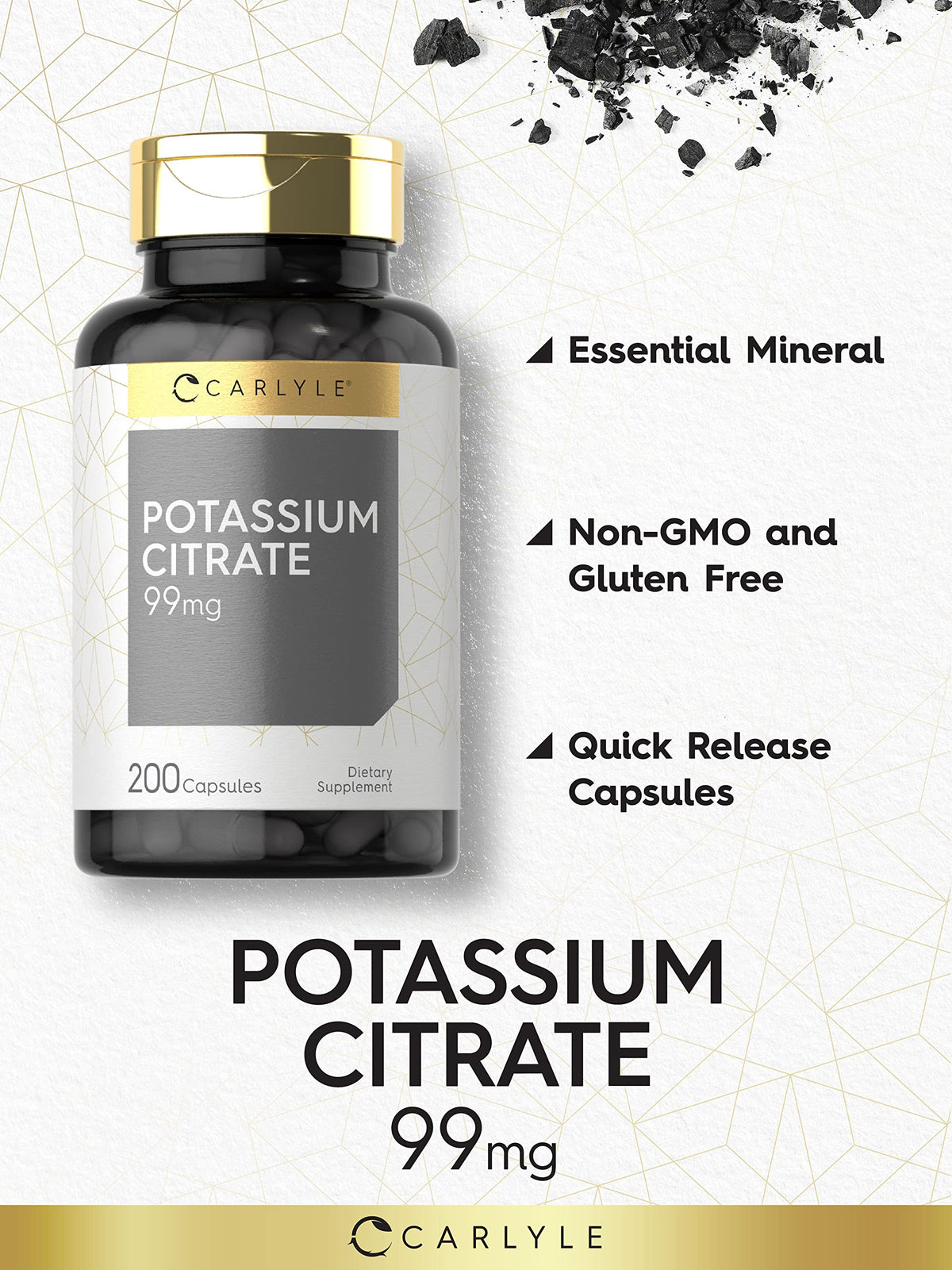 Carlyle Potassium Citrate 99mg - 200 Capsules - image 3