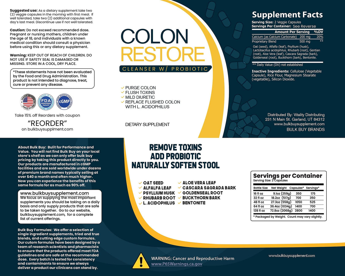 Bulk Buy Colon Restore 1400 Count Capsules - Cleanse & Probiotic - image 6