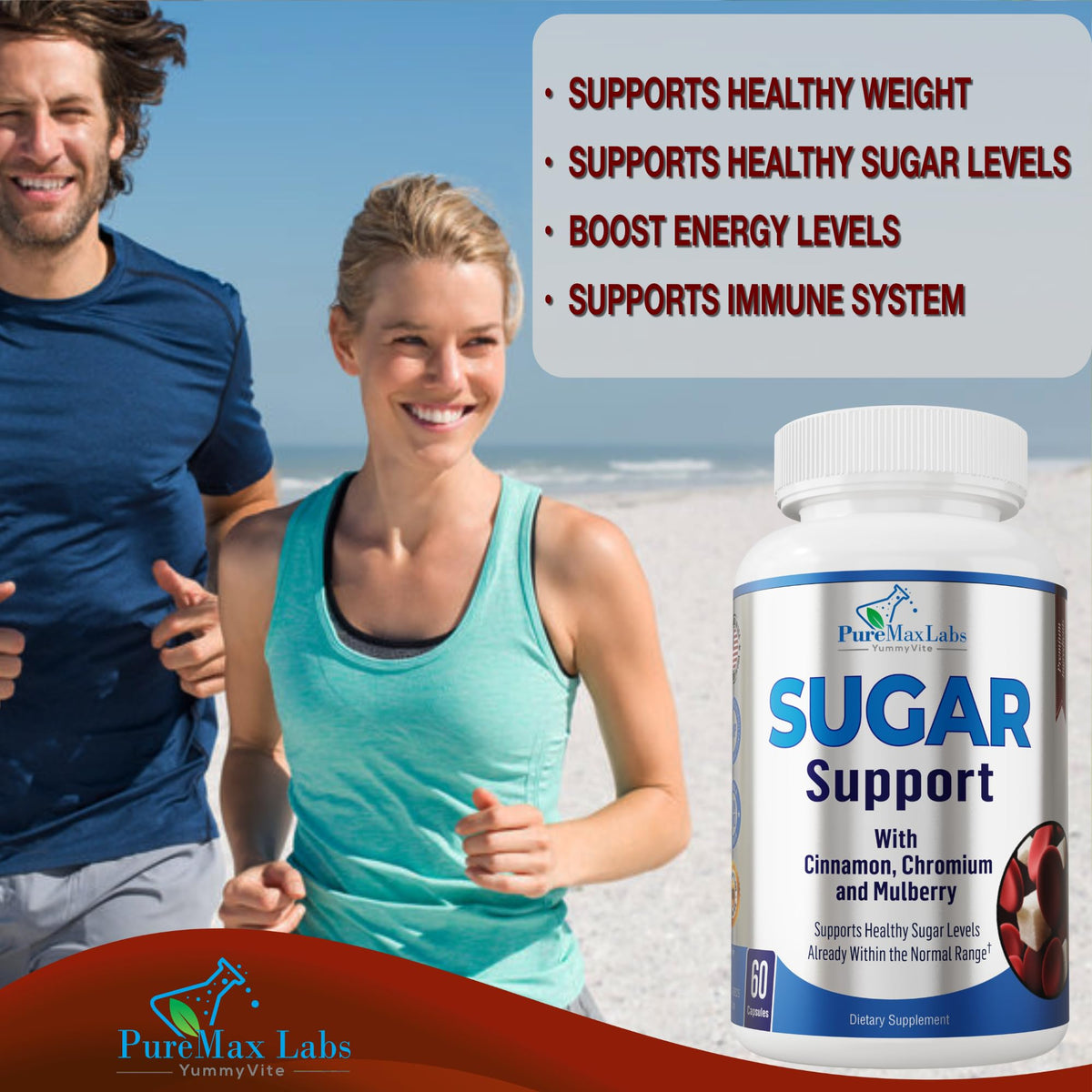 YUMMYVITE Sugar Support Supplement with Cinnamon & Chromium - 60 Capsules - image 3
