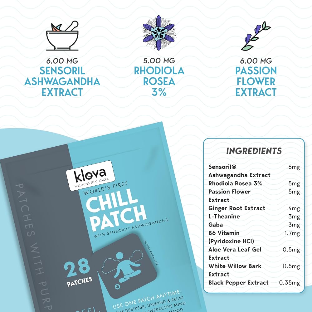 Klova Chill Patches with Ashwagandha & Rhodiola - 28 Count - image 4