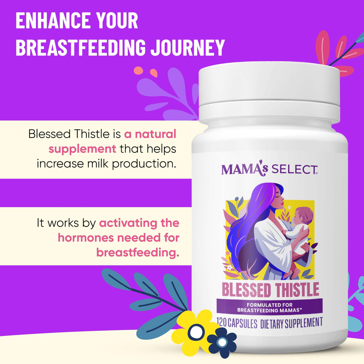 Mama's Select Blessed Thistle Lactation Support - 120 Vegan Capsules - image 5