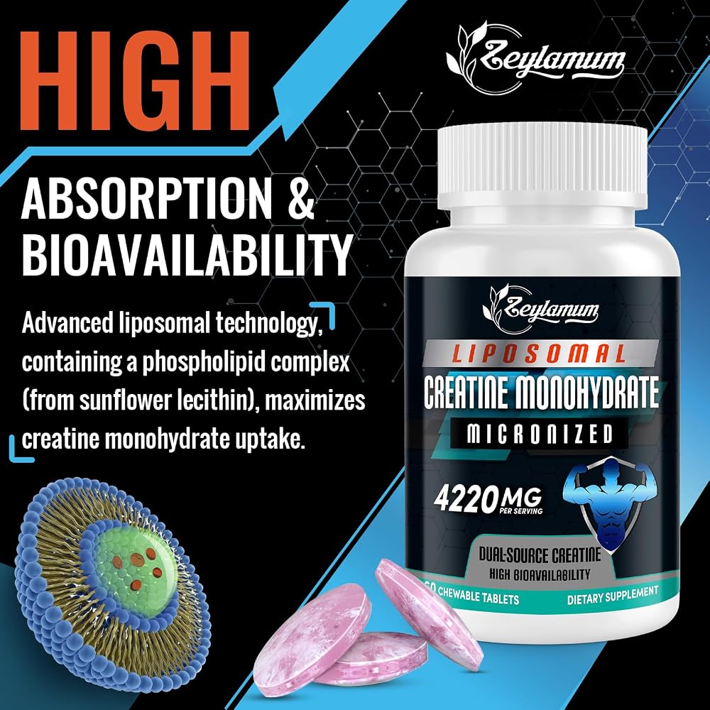 Zeylamum Liposomal Creatine Monohydrate Chewable Tablets - 60 Count - image 3