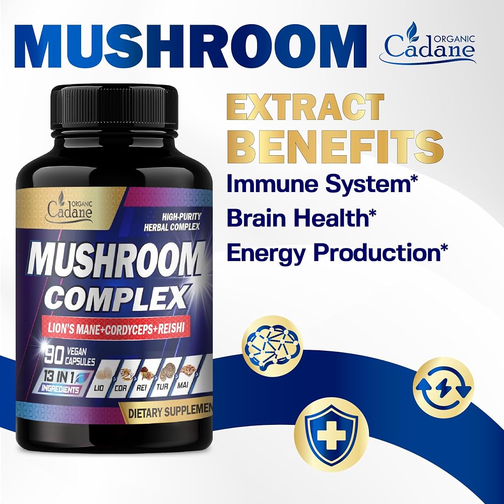 Organic Cadane Mushroom Complex 13-in-1 - 90 Vegetarian Capsules - image 5